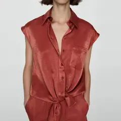 MANGO - Camisa Mujer Sin mangas de Satín