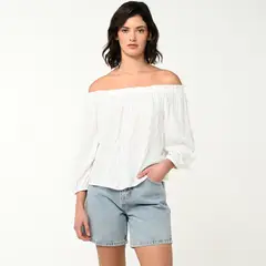 UNIVERSITY CLUB - Blusa Mujer Manga Larga de Algodón