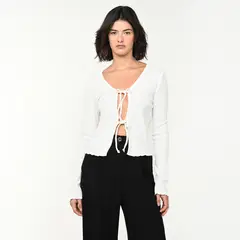UNIVERSITY CLUB - Blusa Mujer Anudada Manga larga de Algodón