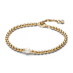 PANDORA - Brazalete Cuentas y Perlas Cultivadas de Agua Dulce Recubrimiento en Oro