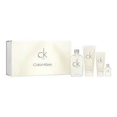 CALVIN KLEIN - Set de Perfume Unisex Este set de regalo CK One incluye: CK One Eau de Toilette 200 ml (6.7 oz), CK One Loción Corporal 200 ml (6.7 oz), CK One Gel de Ducha 100 ml (3.3 oz), CK One Eau de Toilette 15 ml (0.5 oz)