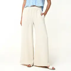 BASEMENT - Pantalón Wide leg Mujer Tiro medio