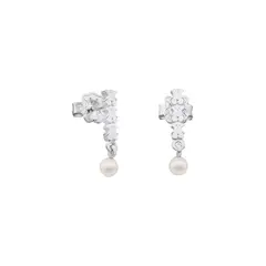 TOUS - Aros Straight Plata Osos en Barra con Perla