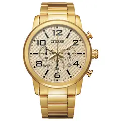 CITIZEN - Reloj Hombre Quartz. Reloj Acero inoxidable Dorado AN8052-55P
