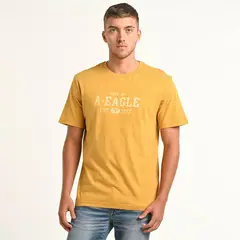 AMERICAN EAGLE - Camiseta Hombre Manga corta con Estampado de Algodón