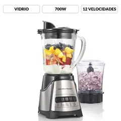 HAMILTON BEACH - Licuadora y picador de alimentos 2 en 1 700 W 12 velocidades