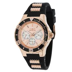 INVICTA - Reloj para Mujer Aviator . Reloj Análogo Silicona Negro