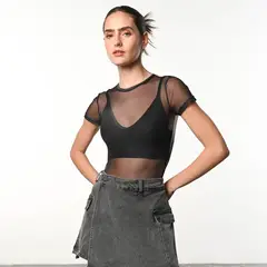 DENIMLAB - Body Mujer Con transparencia Manga corta