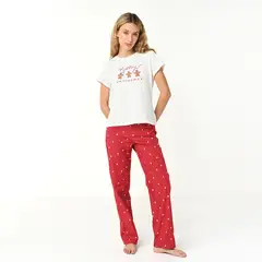 SYBILLA - Conjunto pijama mujer pantalón largo y manga corta