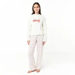 SYBILLA - Conjunto pijama navideña mujer pantalón y manga larga