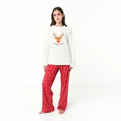 SYBILLA - Conjunto pijama navideña mujer pantalón y manga larga