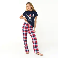 SYBILLA - Conjunto pijama navideña mujer pantalón y manga larga