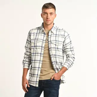 AMERICAN EAGLE - Camisa Hombre de Cuadros Manga larga Slim de Algodón