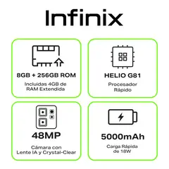 INFINIX - Celular Hot 50I Black 4G | 256GB |4GB RAM