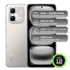 INFINIX - Celular HOT 50I Black 4GB RAM 256GB ROM Cámara posterior 48MP Cámara frontal 8MP Pantalla 6.7 Mediatek Helio G81