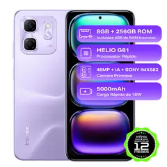 INFINIX - Celular HOT 50I Black 4GB RAM 256GB ROM Cámara posterior 48MP Cámara frontal 8MP Pantalla 6.7 Mediatek Helio G81