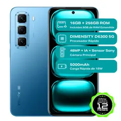 INFINIX - Celular HOT 50 5G Black 8GB RAM 256GB ROM Cámara posterior 48MP Cámara frontal 8MP Pantalla 6.7 Mediatek Dimensity 6300