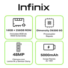 INFINIX - Celular Hot 50 Black 5G |256GB | 8GB RAM
