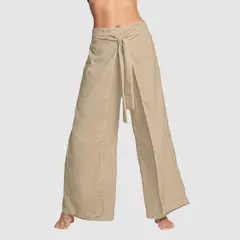 LEONISA - Salida de baño Pantalón playero tipo lino anudable en el frente