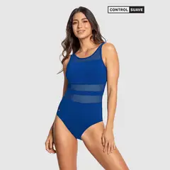 LEONISA - Vestido de baño enterizo de control medio con transparencias en tul