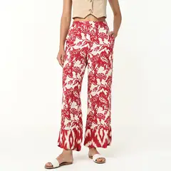 BASEMENT - Pantalón Wide Leg Mujer Tiro alto con Estampado