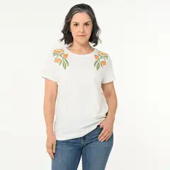 NEWPORT - Camiseta Mujer con Estampado Manga corta de Algodón