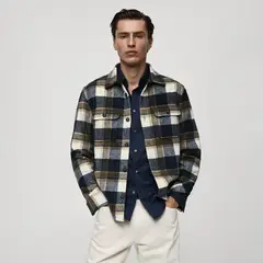 MANGO - Camisa Hombre de Cuadros Manga larga