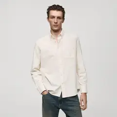 MANGO - Camisa Hombre Manga larga de Algodón