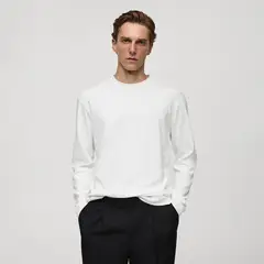 MANGO - Camiseta Hombre Manga larga de Algodón