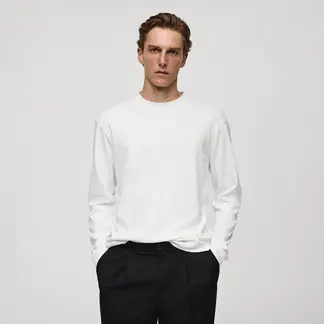 MANGO - Camiseta Hombre Manga larga de Algodón