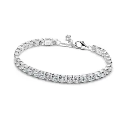 PANDORA - Brazalete Tenis Ancha Brillante Plata Esterlina