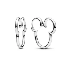 PANDORA - Aretes Aro Silueta de Mickey Mouse de Disney Plata Esterlina