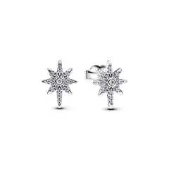 PANDORA - Aretes Botón Estrella Polar Brillante Plata Esterlina