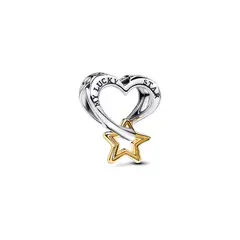 PANDORA - Charm Estrella y Corazón de la Suerte Plata Esterlina y Recubrimiento en Oro