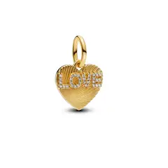 PANDORA - Charm Grabable Corazón Amor Recubrimiento en Oro