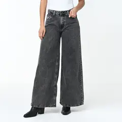 BASEMENT - Jean Wide leg Mujer Tiro medio