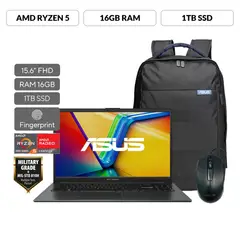 ASUS - Portátil Vivobook Go 15 | AMD Ryzen 5 | 16GB de RAM | 1TB SSD de almacenamiento | Windows 11 |15.6 Pulgadas | E1504FA-NJ1092W | Computador portátil