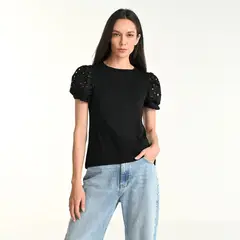 BASEMENT - Camiseta Mujer con Ojalillo Sin mangas de Algodón