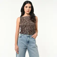 BASEMENT - Top Mujer Sin mangas Animal print