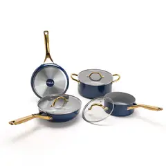 MICA - Bateria de 7 pzs ELITE BY COCINA CRIOLLA con Ceramica y Mangos en Acero Inoxidable
