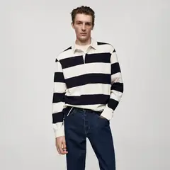 MANGO - Buzo Hombre de Rayas de Algodón