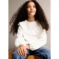 MANGO - Camiseta manga larga Niña con Bordado Algodón