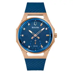 BULOVA - Relojes Mujer CURV LR ST BL D07. Relojes Silicona Azul 97P174