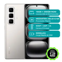 INFINIX - Celular HOT 50 PRO+ Black 8GB RAM 256GB ROM Cámara posterior 50MP Cámara frontal 13MP Pantalla 6.7 Mediatek Helio G100