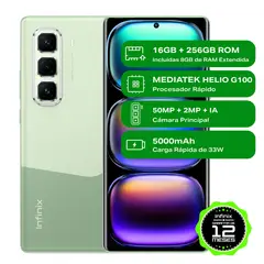 INFINIX - Celular HOT 50 PRO+ Black 8GB RAM 256GB ROM Cámara posterior 50MP Cámara frontal 13MP Pantalla 6.7 Mediatek Helio G100