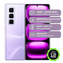 INFINIX - Celular HOT 50 PRO+ Black 8GB RAM 256GB ROM Cámara posterior 50MP Cámara frontal 13MP Pantalla 6.7 Mediatek Helio G100