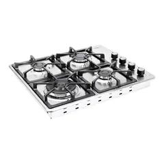 HACEB - Estufa de empotrar inox 60x51 cm hierro fundido fogón dual a gas natura
