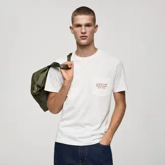 MANGO - Camiseta Hombre Manga corta de Algodón