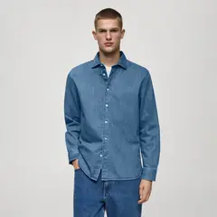 MANGO - Camisa de jean Hombre Manga larga de Algodón