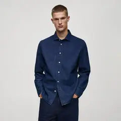 MANGO - Camisa de jean Hombre Manga larga de Algodón